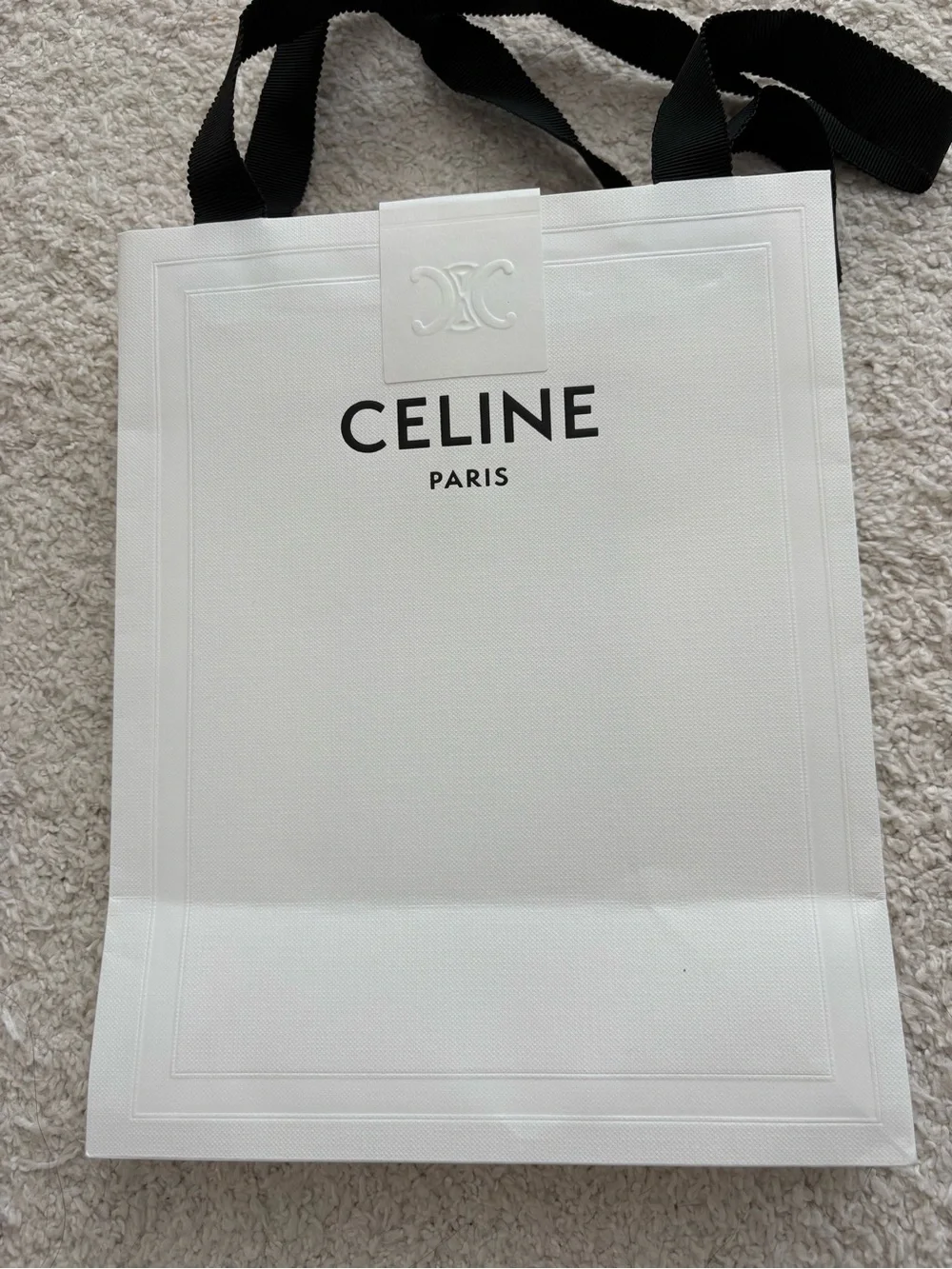 Celine White Gift Bag and Box Set with Black Accents